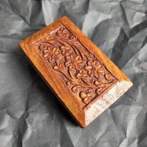 Antique vintage hand carved intricate Wood box